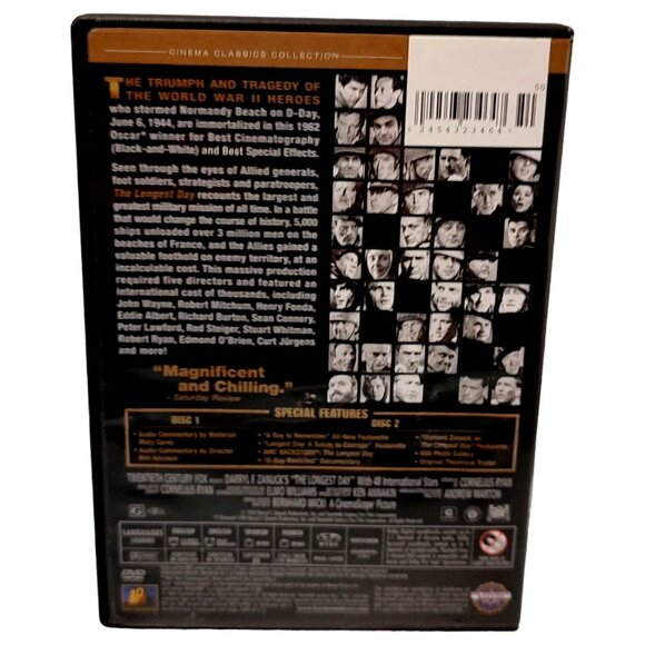 The Longest Day Vintage 1990 DVD Cinema Classics Collection Entertainment - Picture 2 of 12
